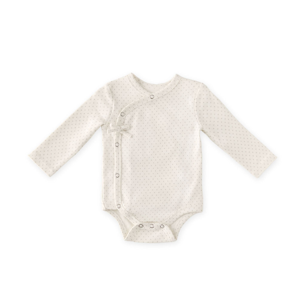 kimono one piece pin dot pebble in neutrals pattern pehr 1