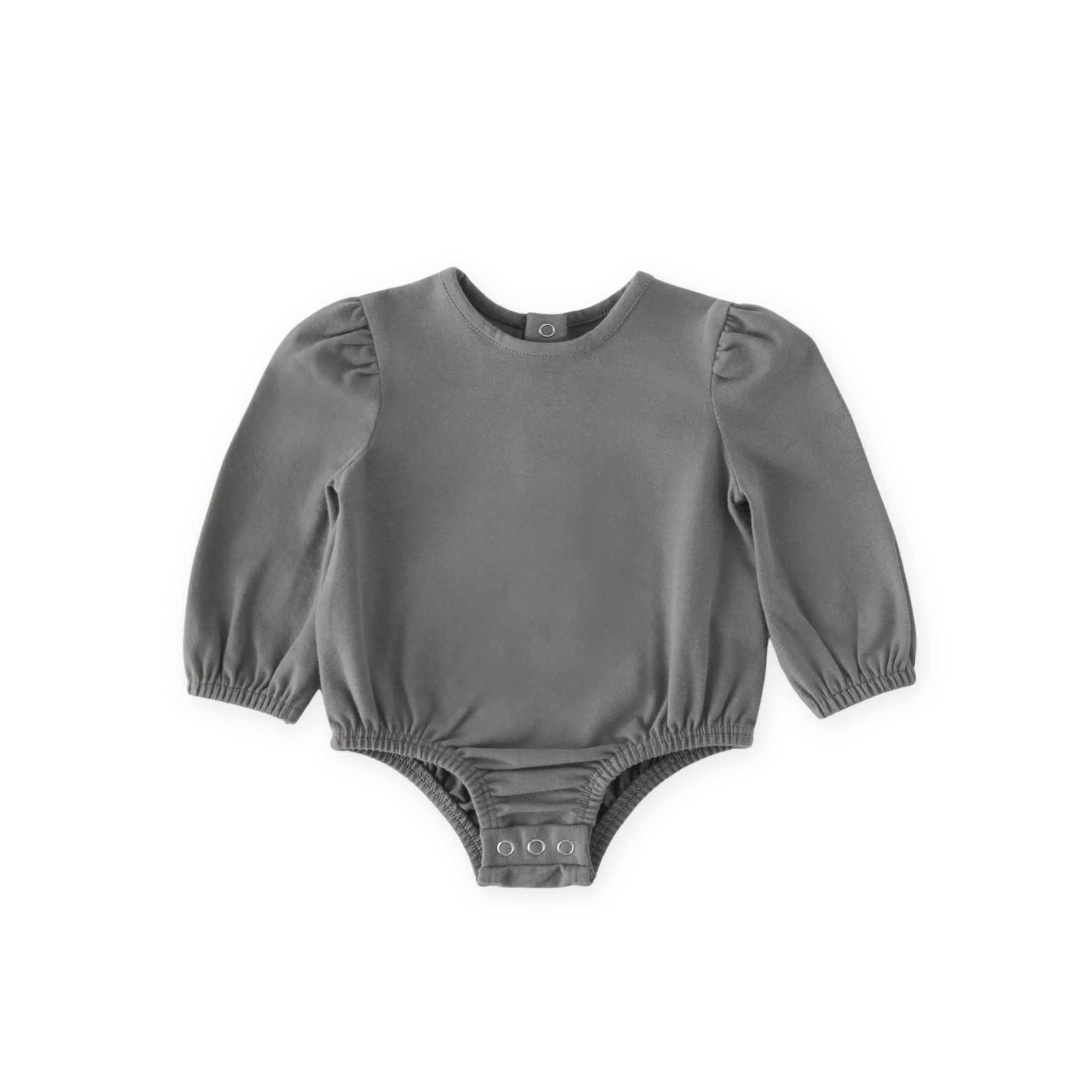 Pehr - Essentials Puff Sleeve One-Piece-Charcoal-Newborn-1