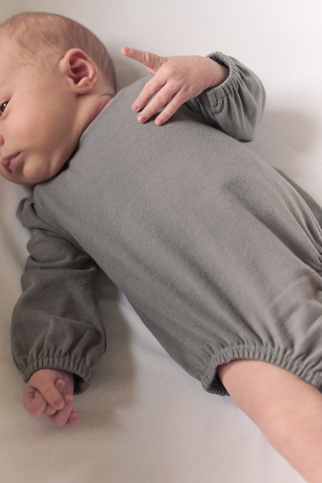 baby essentials puff sleeve one piece charcoal pehr newborn 2
