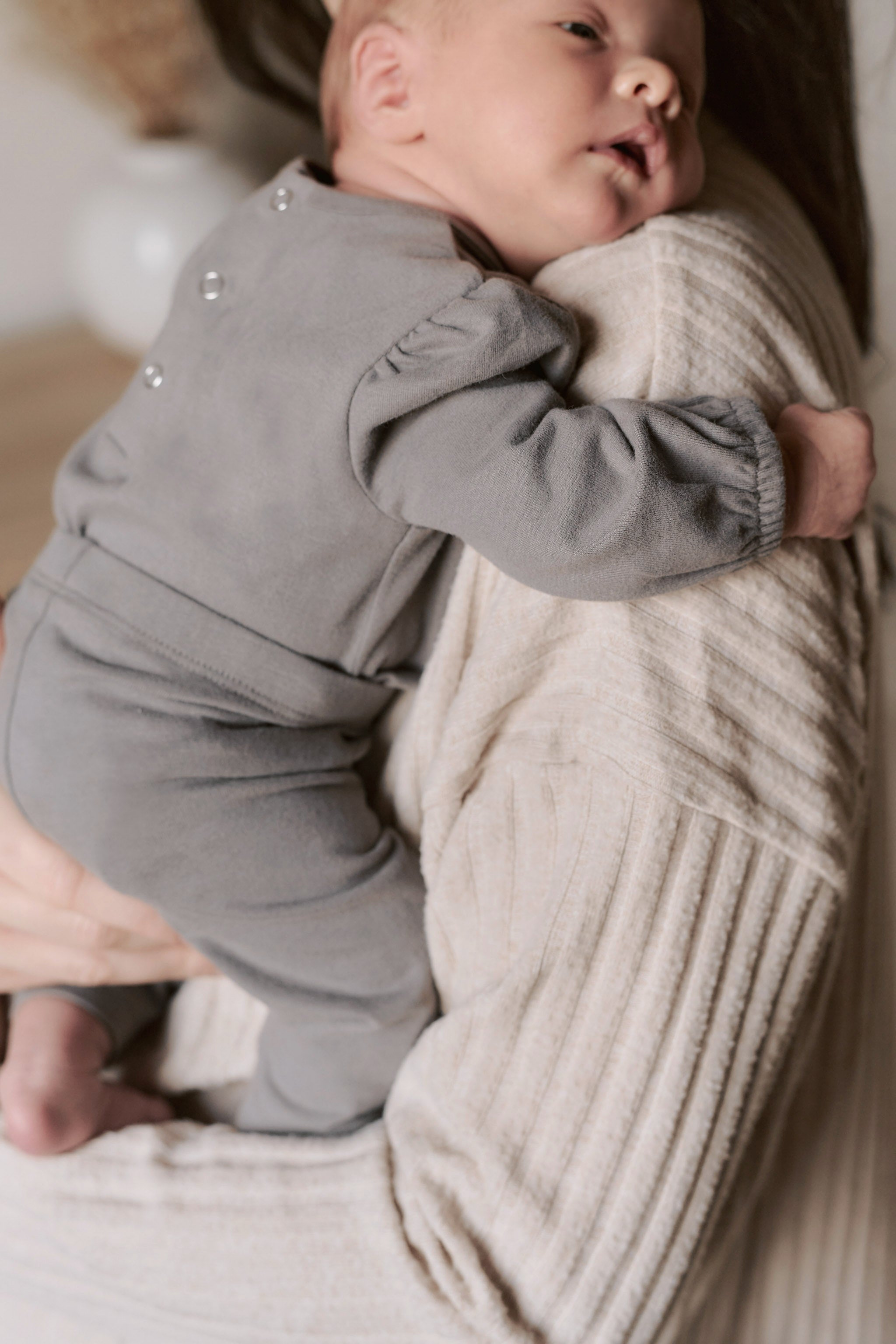 Pehr - Essentials Puff Sleeve One-Piece-Charcoal-Newborn-5