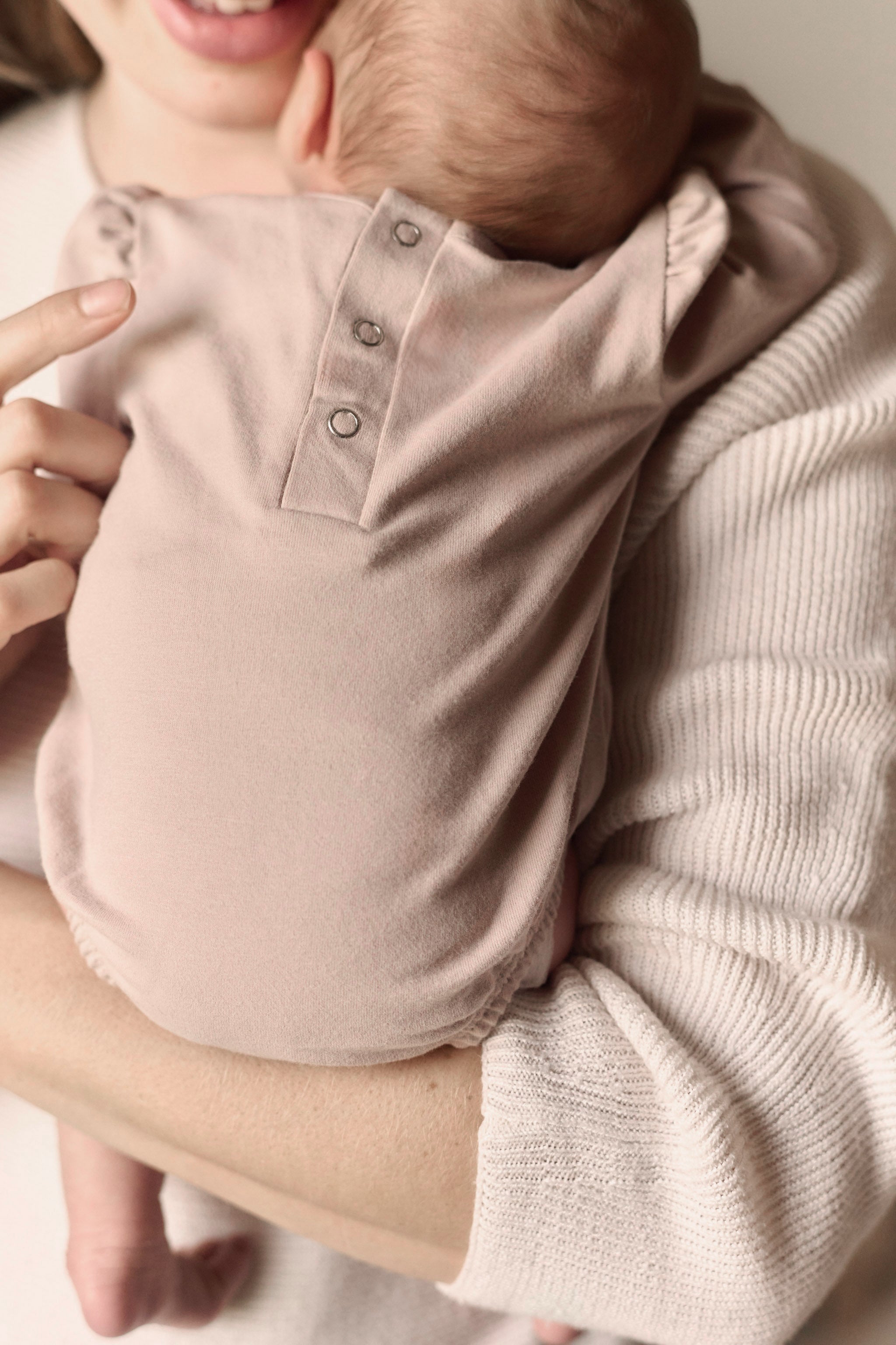 Pehr - Essentials Puff Sleeve One-Piece-Pale Pink-Newborn-3