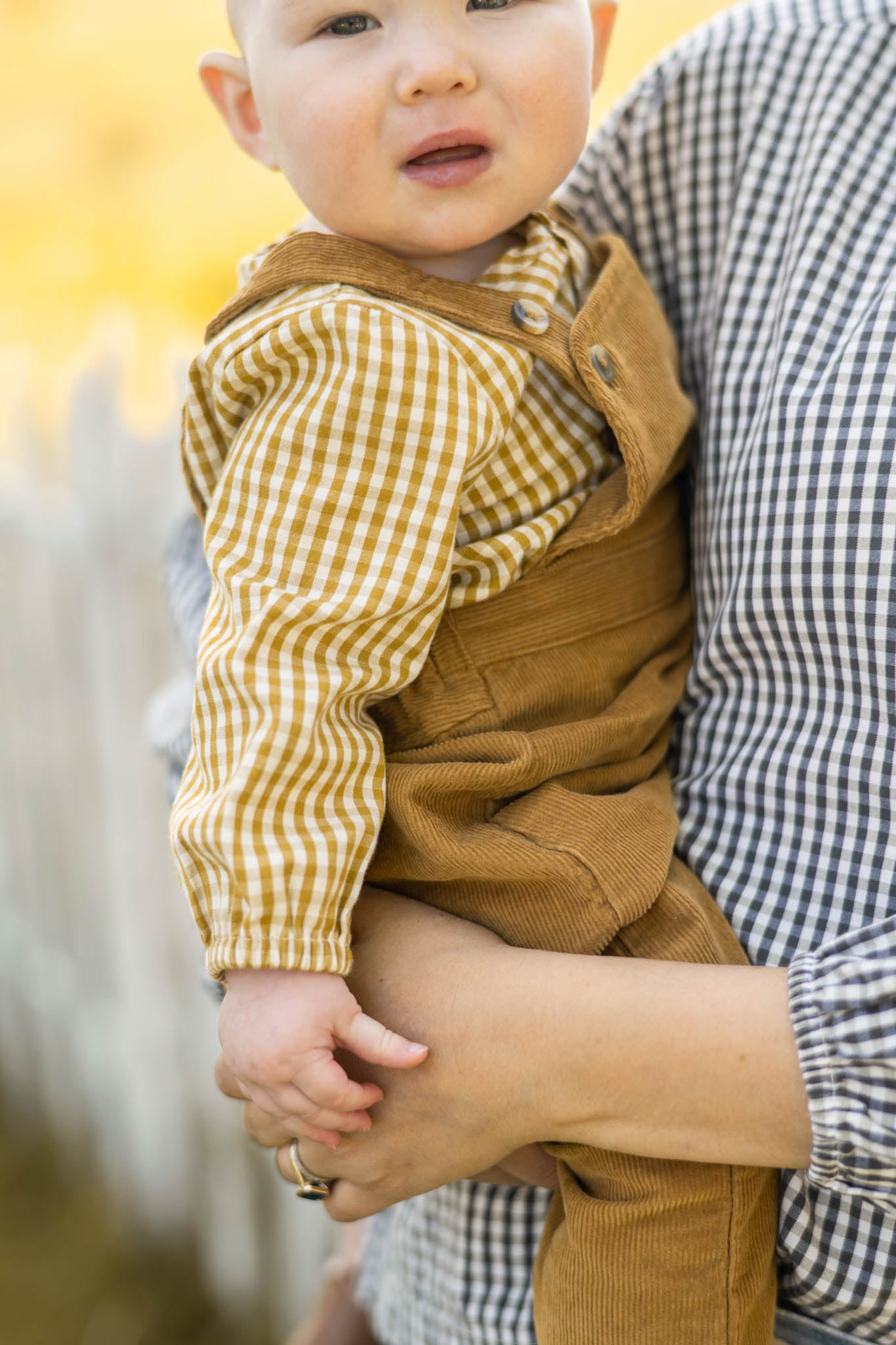 Pehr-Gingham Long Sleeve One-Piece-Dijon-5