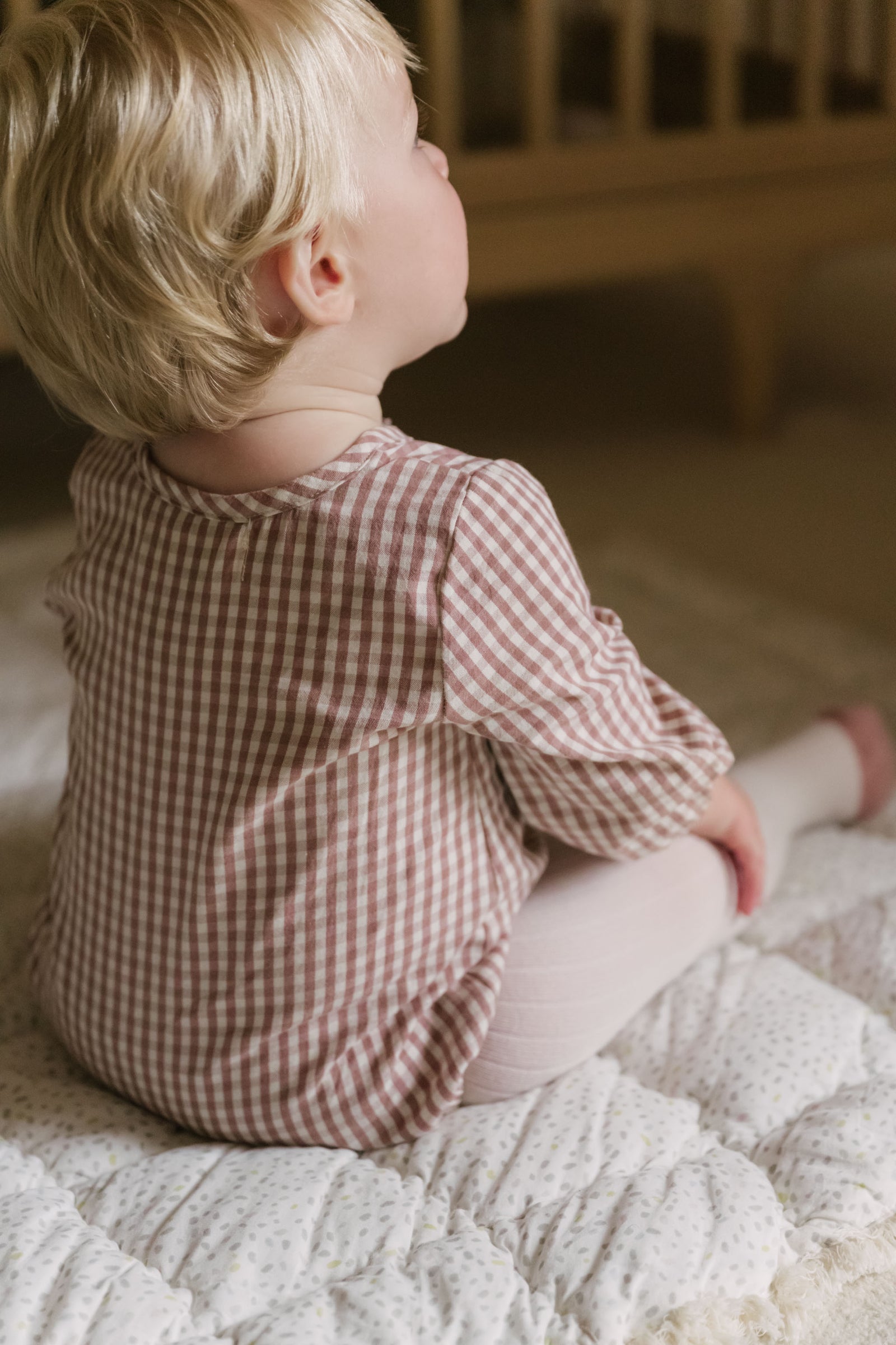 Gingham Long Sleeve One-Piece