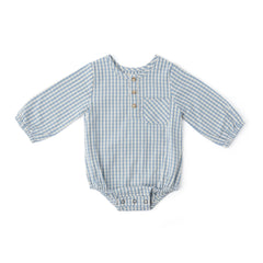Gingham Long Sleeve One-Piece - Harbor- Front