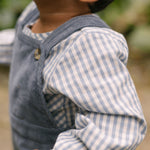 Gingham Long Sleeve One-Piece - Harbor- On Model- Side