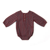 Gingham Long Sleeve One-Piece - Mulberry/Harbor- Frontt