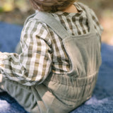 Gingham Long Sleeve One-Piece - Sage/Pine- Back - On Model