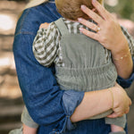 Gingham Long Sleeve One-Piece - Sage/Pine- Back Of Baby