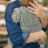 Gingham Long Sleeve One-Piece - Sage/Pine- Back Of Baby