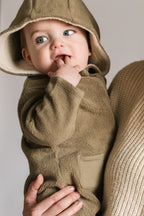 baby teddy fleece baby suit moss