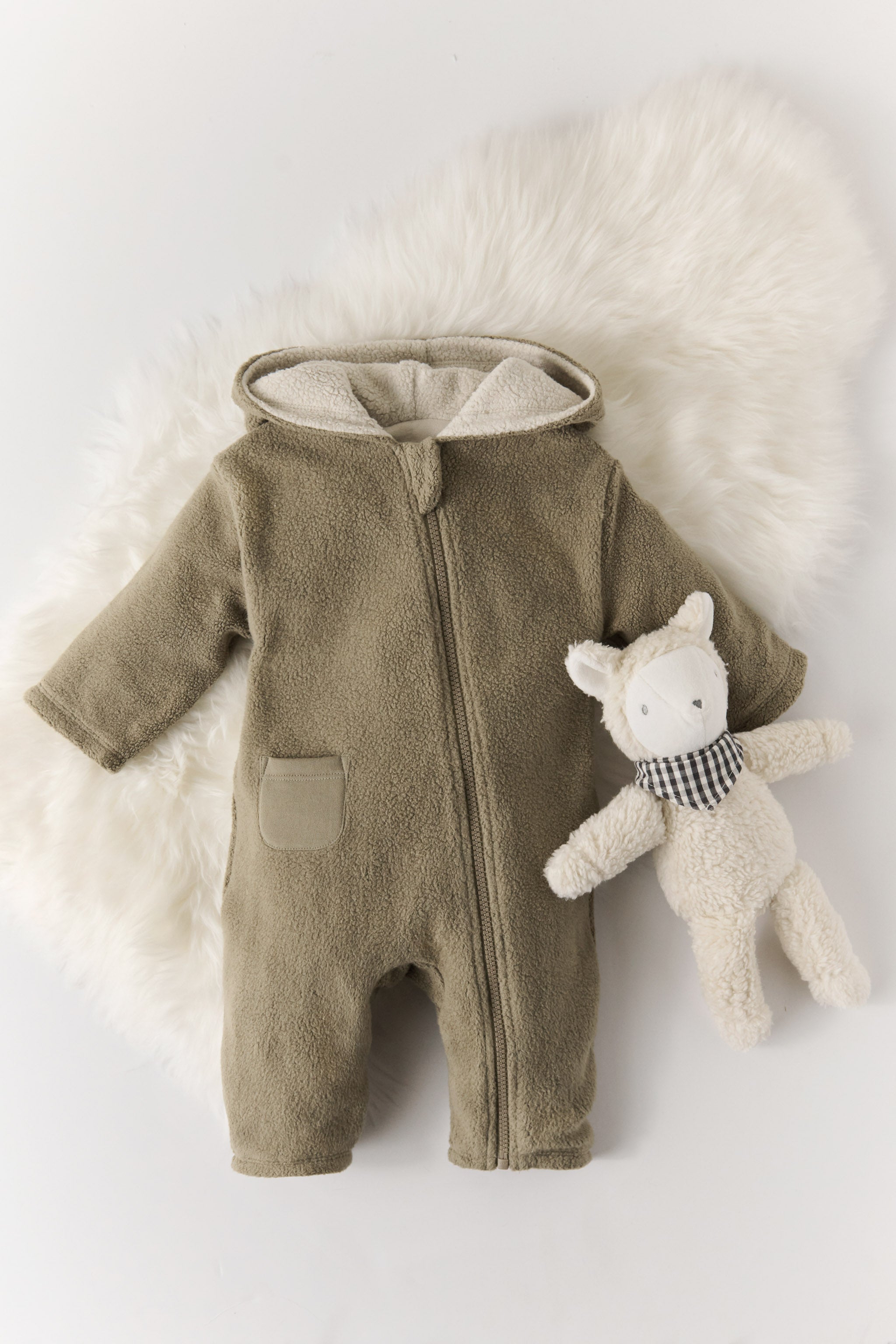 Pehr-Teddy Fleece Baby Suit-Moss-2