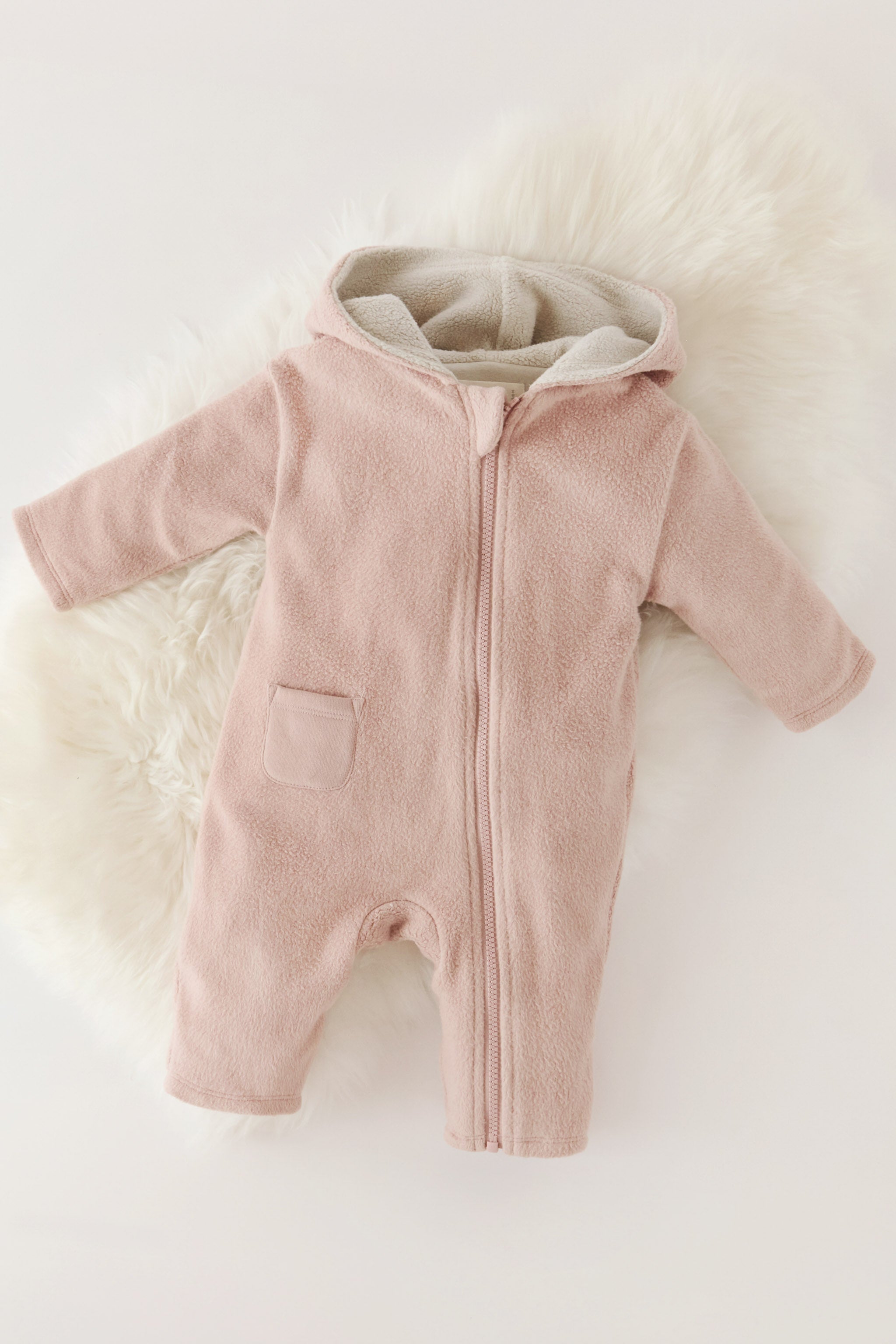 Pehr-Teddy Fleece Baby Suit-Rose Pink-2