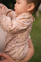 Woven Flutter Neck One-Piece - Wildflower- Side- On Model