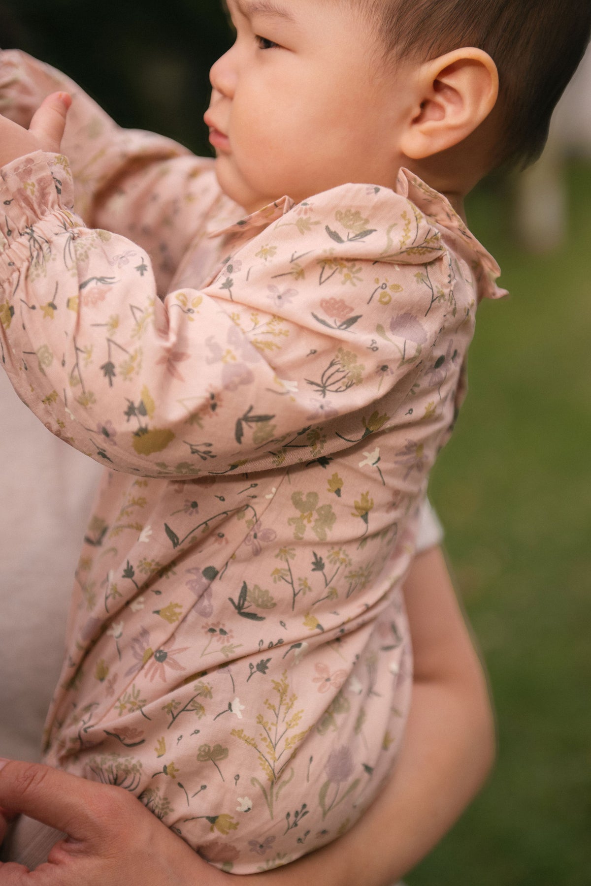 Woven Flutter Neck One-Piece - Wildflower- Side- On Model