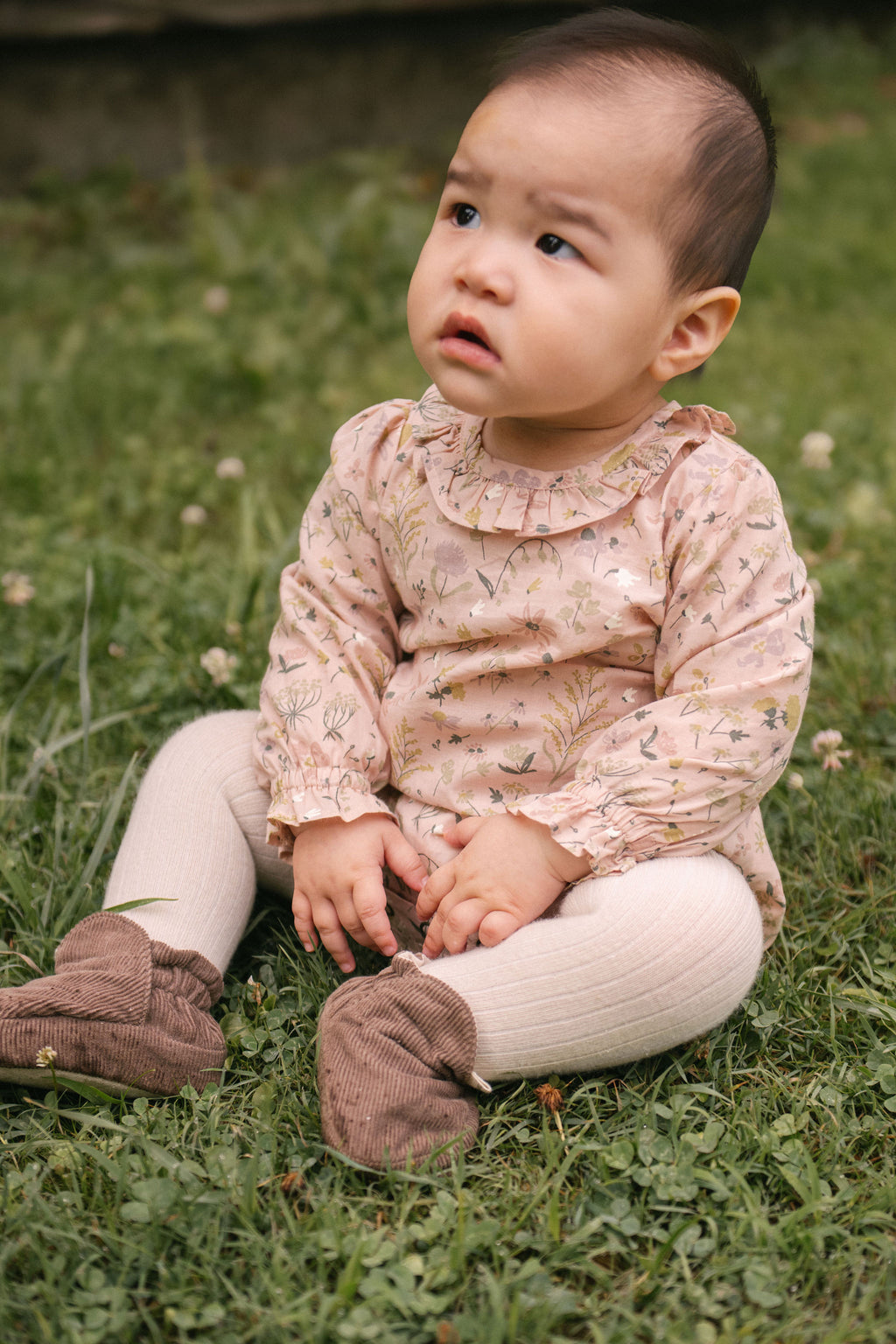Woven Flutter Neck One-Piece - Wildflower- Front- On Model