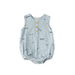 seersucker pocket one piece petit sardine in blues pattern