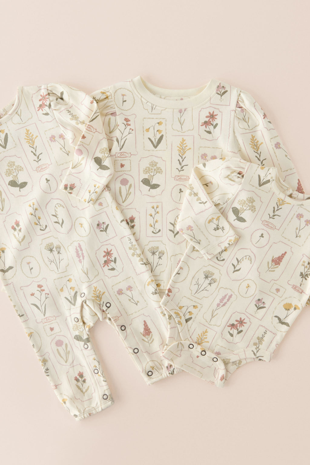 Long Sleeve One-Piece - Petal Press- Collection Flat Lay