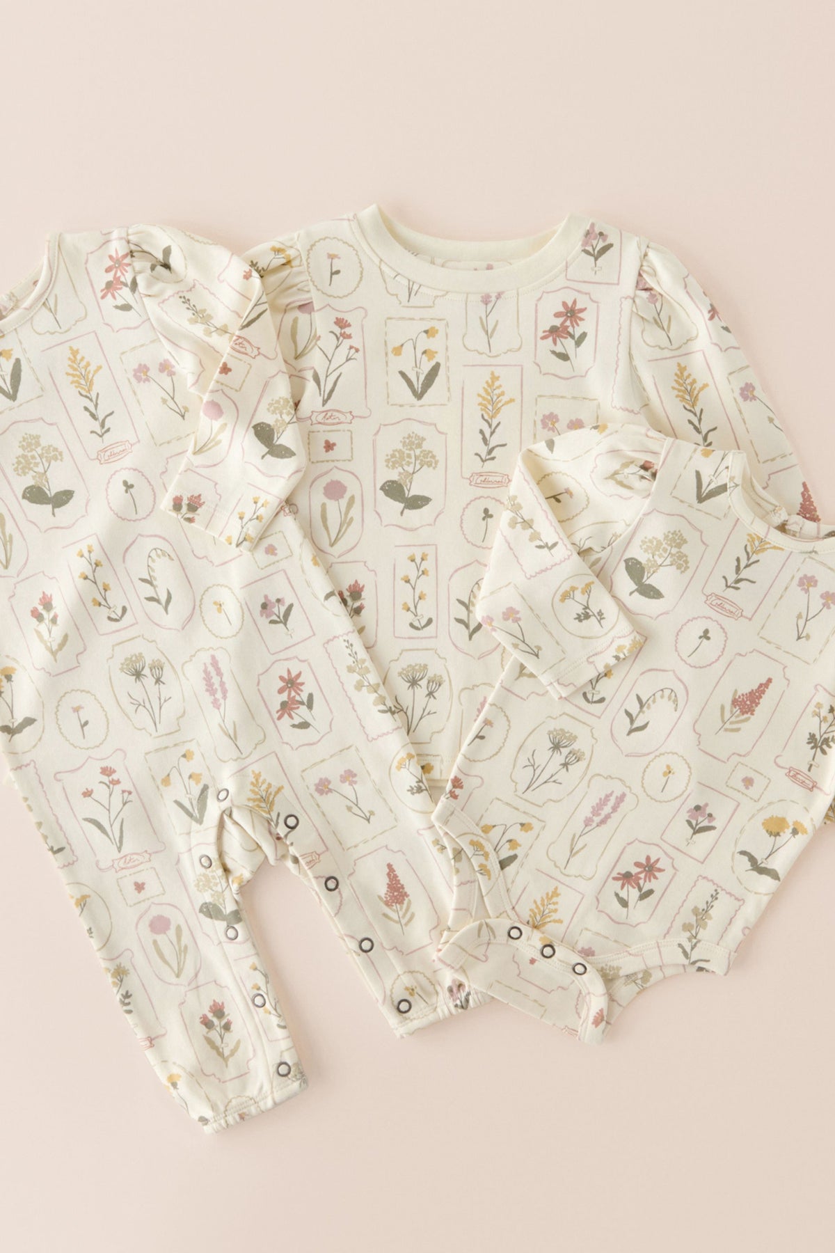 Long Sleeve One-Piece - Petal Press- Collection Flat Lay