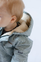 Sherpa Lined Storm Suit - High Seas - Blue- Close Up Sherpa Hood