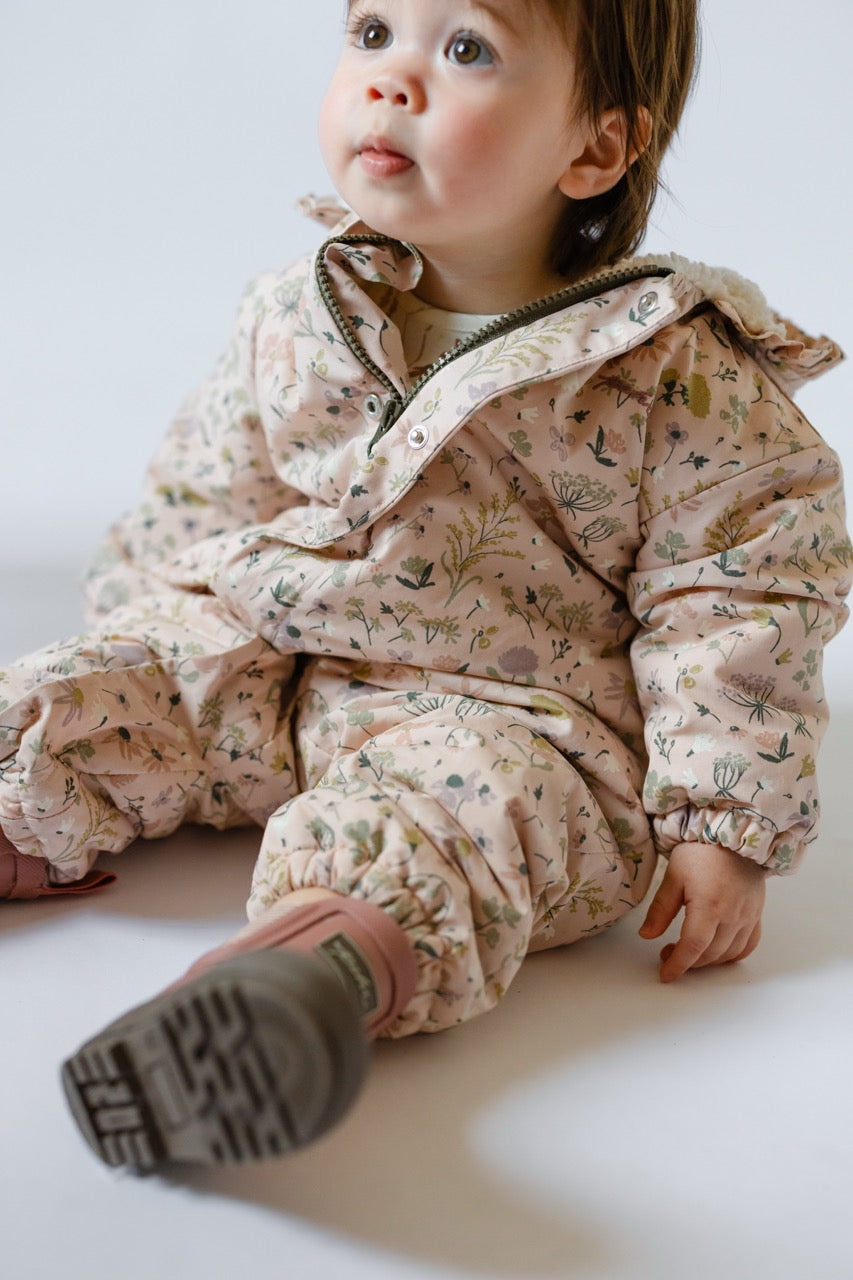 Sherpa Lined Storm Jacket with Ruffles - Wildflower- Baby- Pink