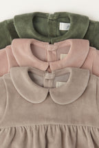 Velour Long Sleeve One-Piece with Peter Pan Collar - Collection Flat Lay