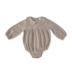 Velour Long Sleeve One-Piece with Peter Pan Collar - Rabbit- Front