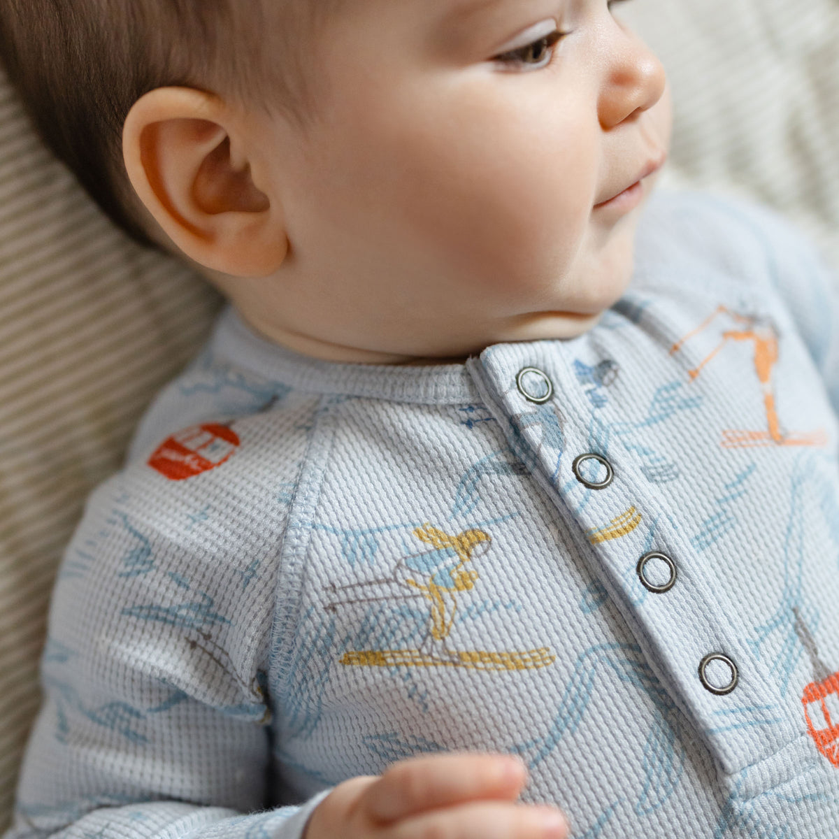 Petit Ski Raglan One-Piece - On The Slopes- Up Close Baby- Buttons- Ski Print