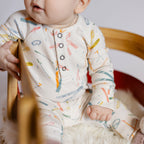 Petit Ski Raglan One-Piece - Apres- Up Close Baby- Colorful Ski Print- Snap Buttons
