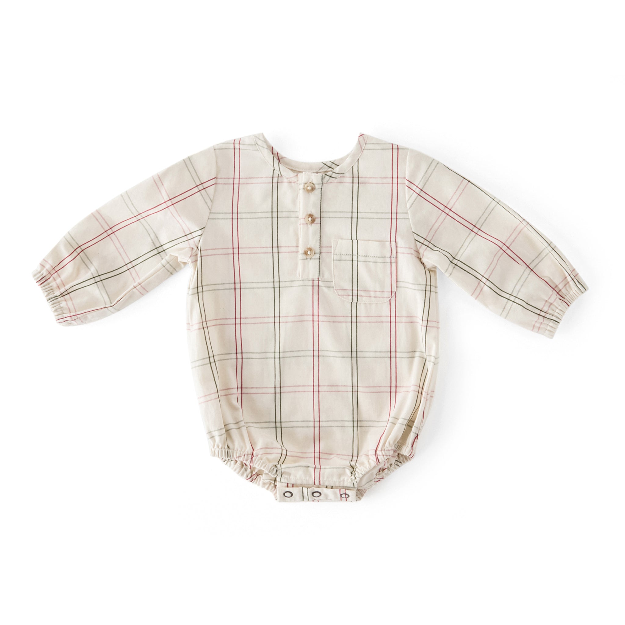 Holiday Check Long Sleeve One-Piece - Noel- Front