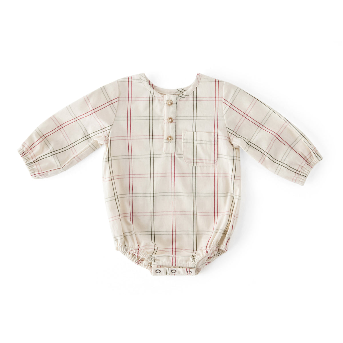 Holiday Check Long Sleeve One-Piece - Noel- Front