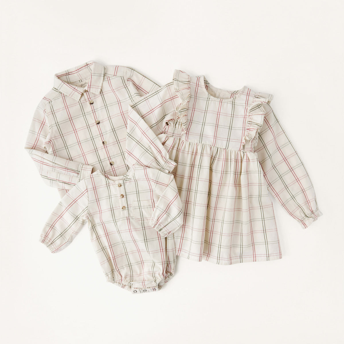 Holiday Check Long Sleeve One-Piece - Noel- Collection Flatlay