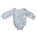 Printed Gingham Long Sleeve Ruffle One-Piece - Harbor Clover- Front