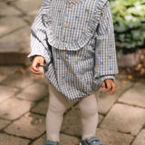 Printed Gingham Long Sleeve Ruffle One-Piece - Harbor Clover- On Model