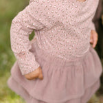 Essentials Puff Sleeve One Piece- Spotted Pink- Front- On Model