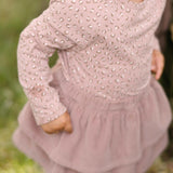 Essentials Puff Sleeve One Piece- Spotted Pink- Front- On Model