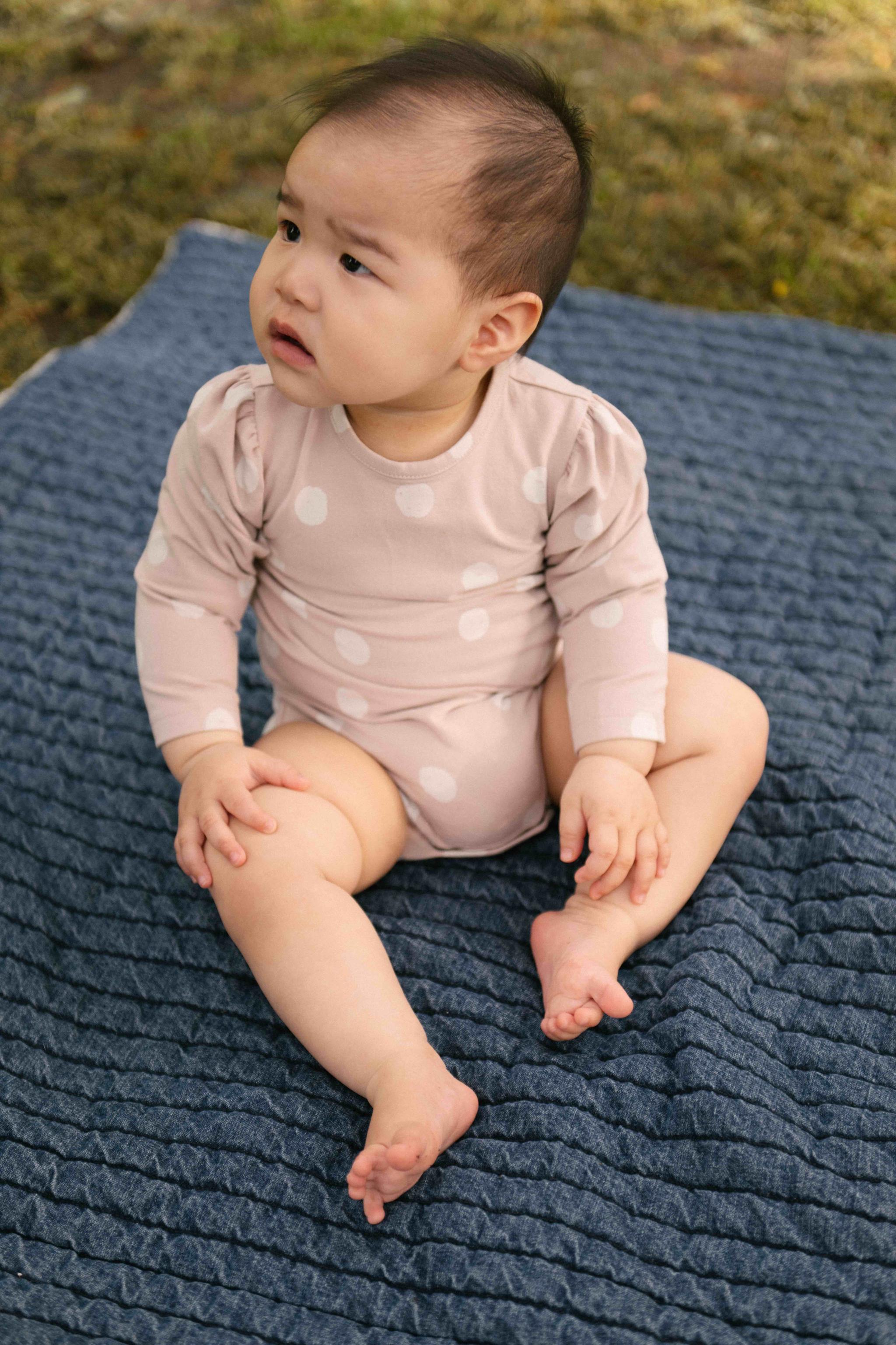 Essentials Puff Sleeve One Piece- Pretty in Polka - On Model- Front