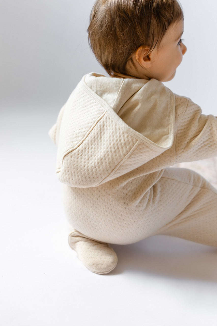 Cloud Baby Suit - Natural- Back of Baby- Hood