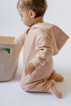Cloud Baby Suit - Blush- Side- Footed- Hood