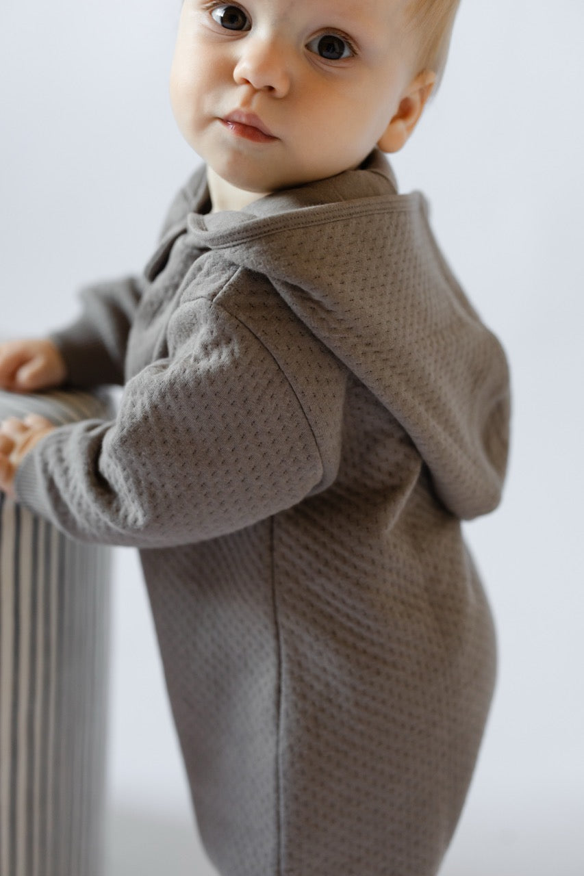 Cloud Baby Suit - Charcoal- Baby- Side- Hood