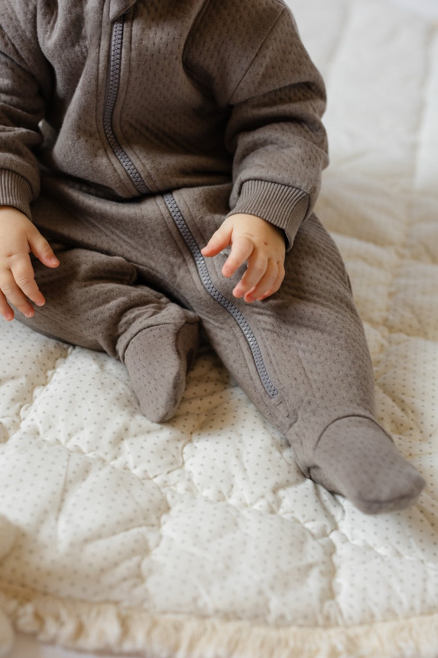 Cloud Baby Suit - Charcoal- Baby- Footed Toes