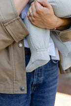 Cloud Baby Suit - Soft Sea- Footed- Up Close
