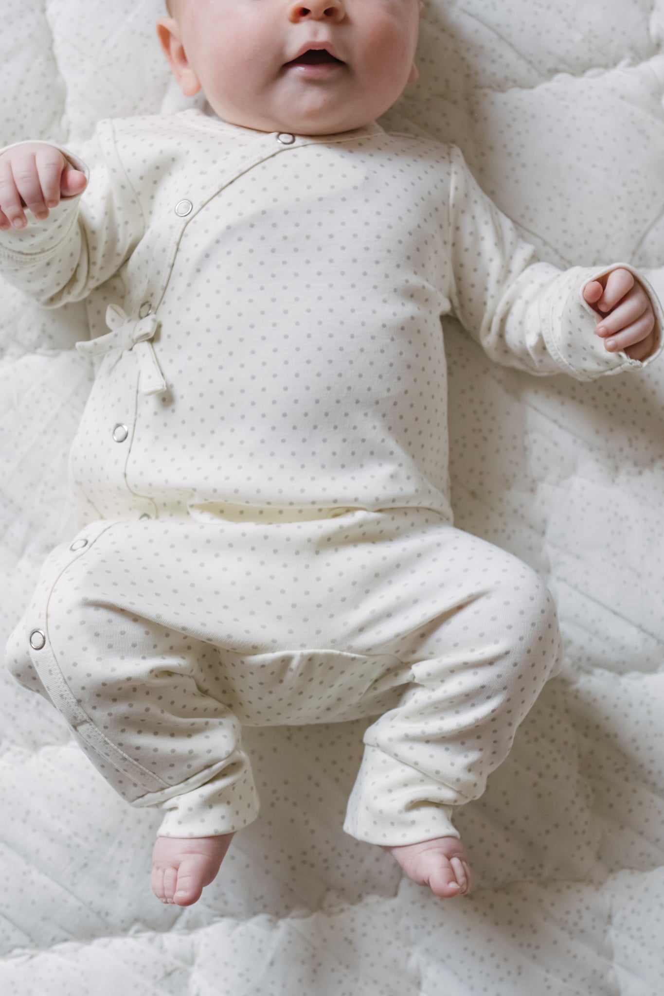 Kimono Romper - Pin Dot Pebble