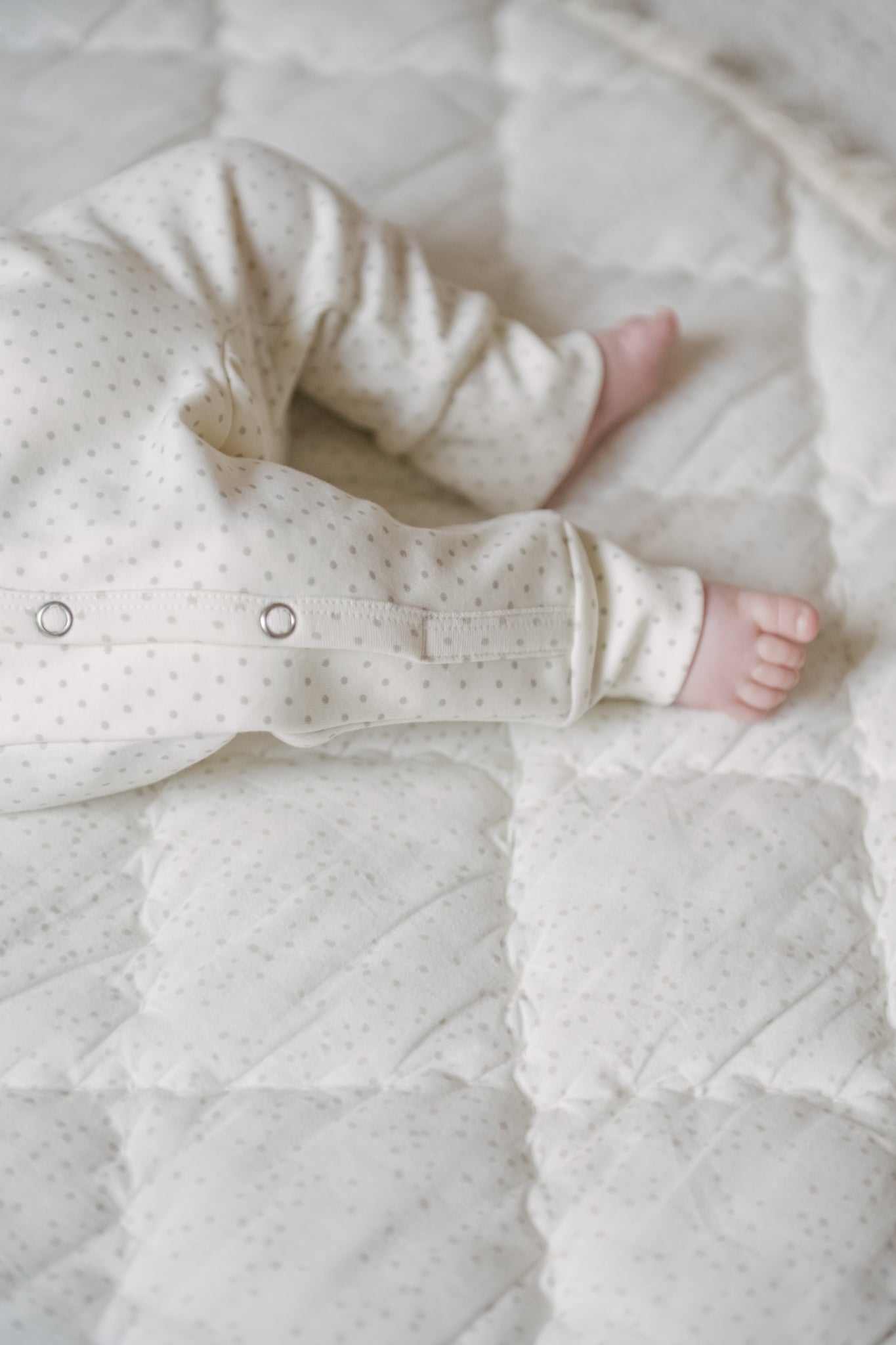 baby kimono romper pin dot pebble