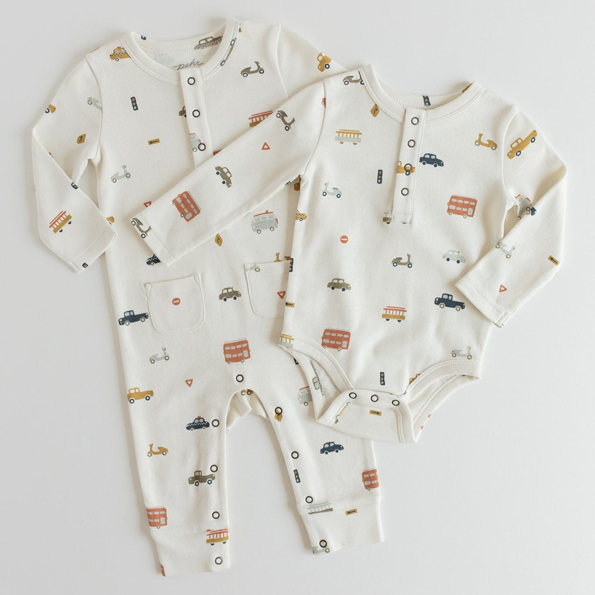 Henley Patch Pocket Romper - Rush Hour