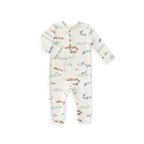 baby henley patch pocket romper locomotive in blues pattern