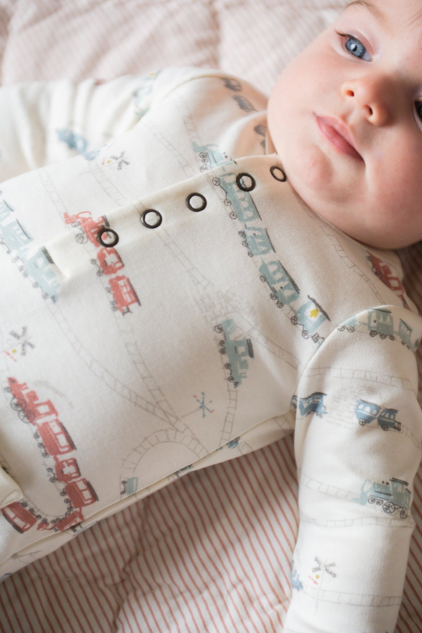 baby henley patch pocket romper locomotive