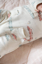baby henley patch pocket romper locomotive