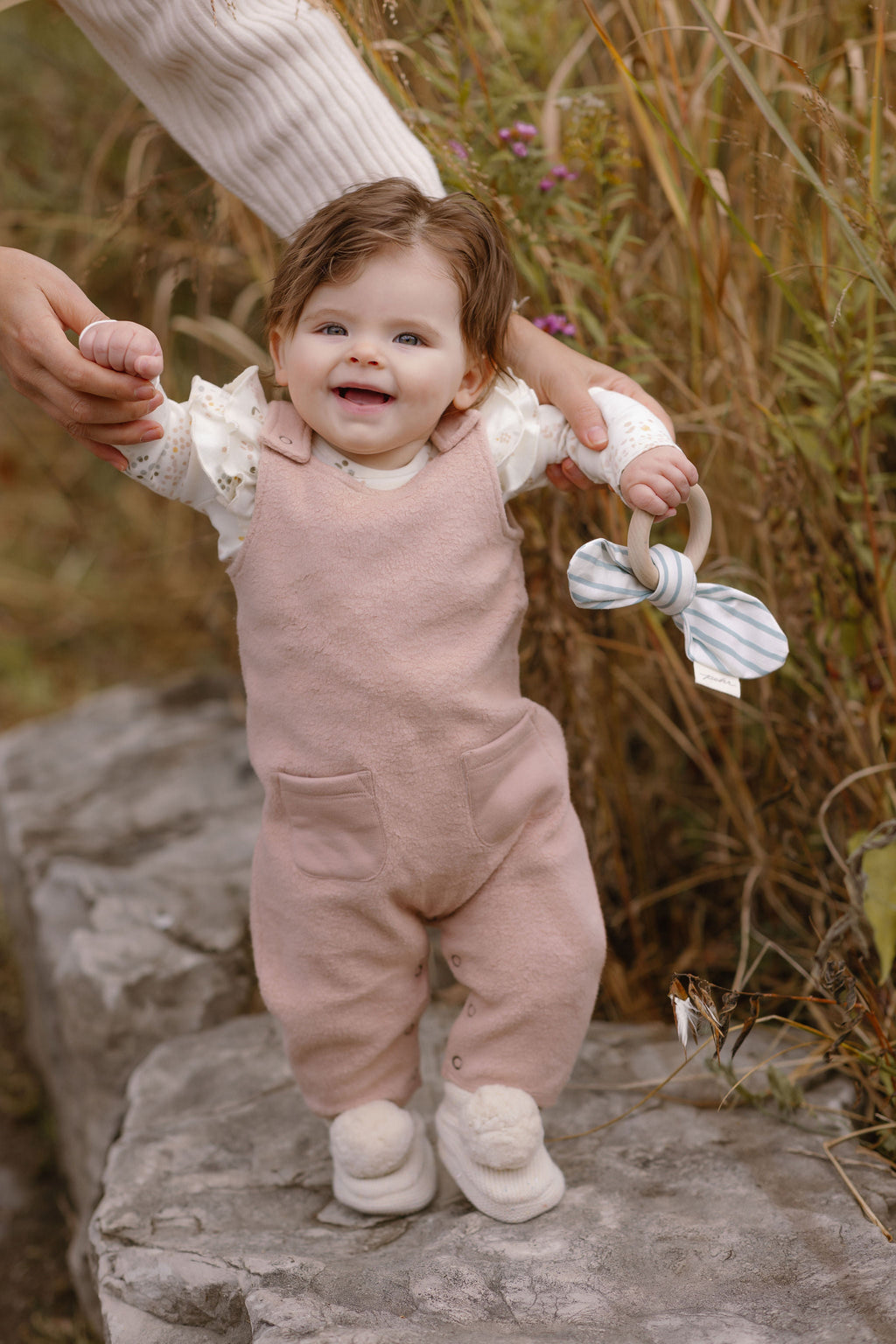 teddy fleece overall rose pink