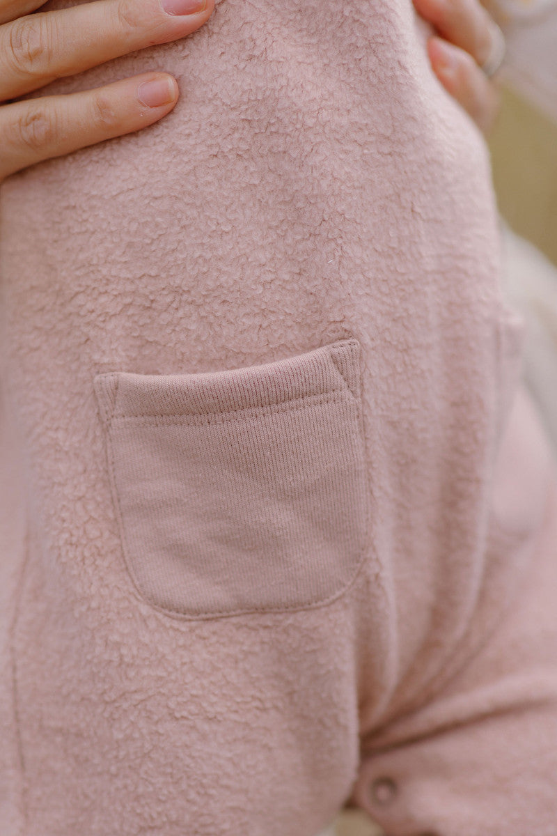Teddy Fleece Overall - Rose Pink
