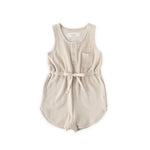 Classic Terry Drawstring Romper - Sand